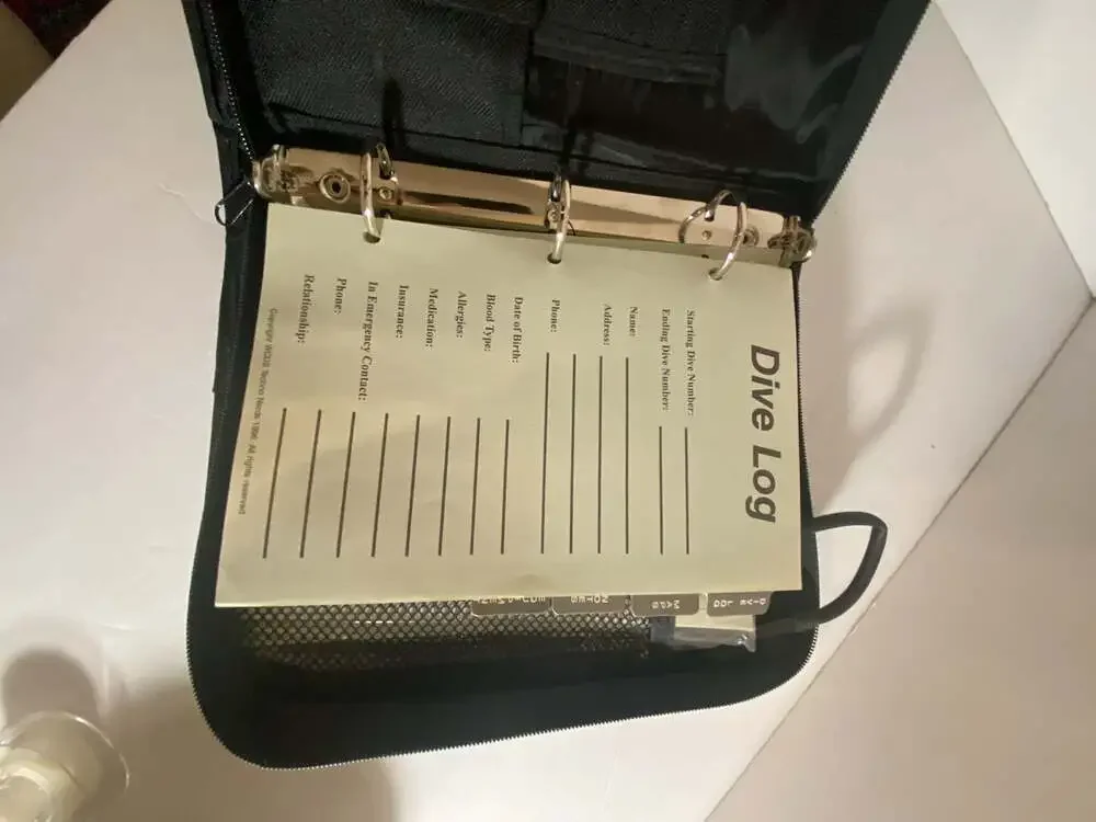 Trident 3-Ring Zippered Dive Log Book Organizer with Diver Down Flag